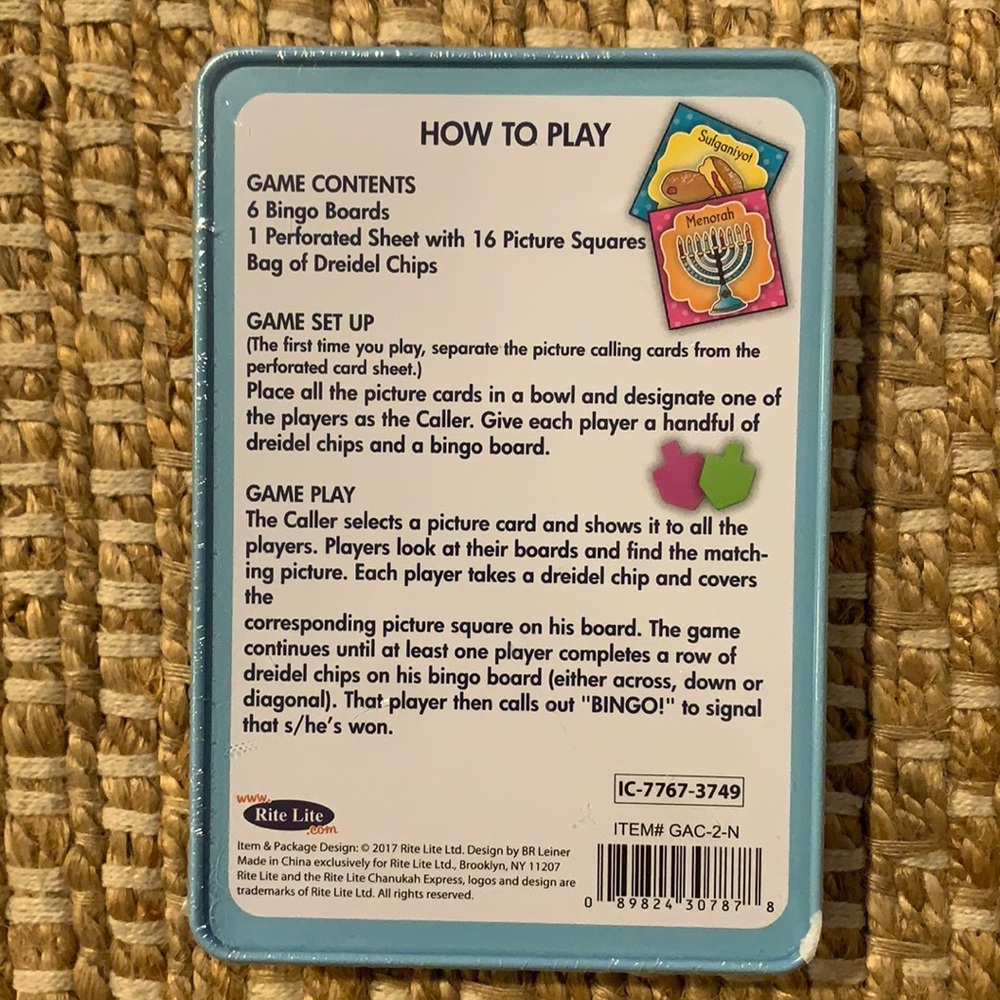 Chanukah BINGO GAME in Collectible Tin NEW Family Party Fun Educational Hanukkah